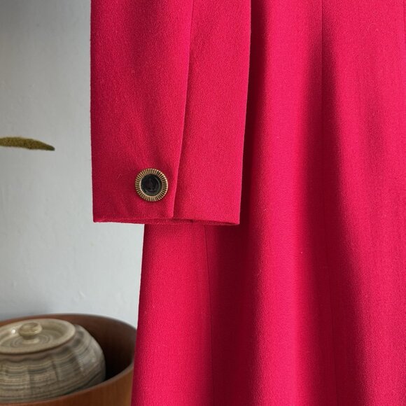 Vintage 80’s Lilli Ann Sheath Dress Button Front Wool Colorblock L Navy Pink - Picture 6 of 13